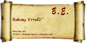 Babay Ernő névjegykártya